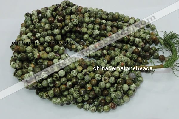 CPS05 15.5 inches 8mm round green peacock stone beads wholesale