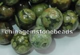 CPS07 15.5 inches 16mm round green peacock stone beads wholesale