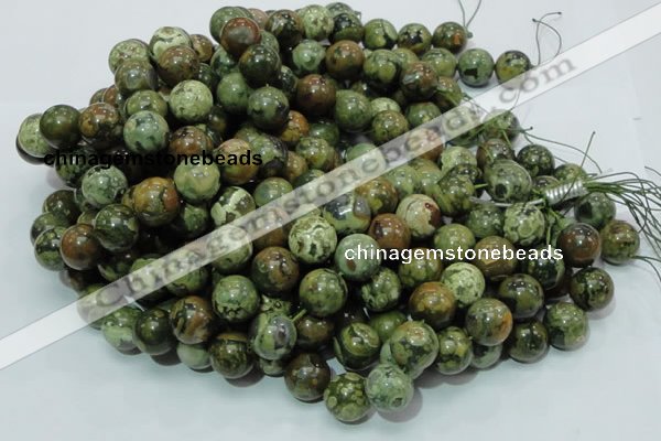 CPS07 15.5 inches 16mm round green peacock stone beads wholesale