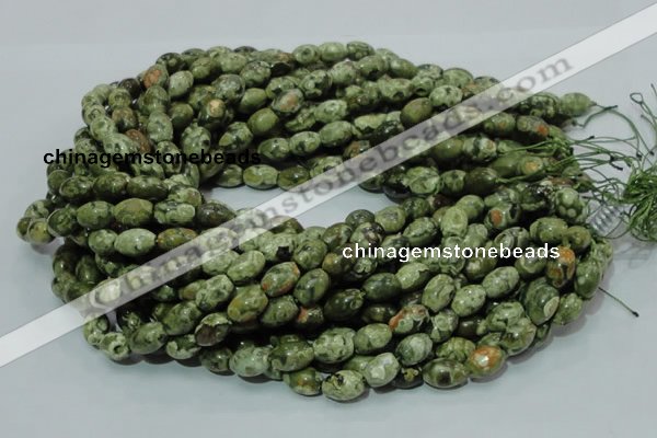 CPS10 15.5 inches 8*12mm rice green peacock stone beads wholesale