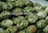 CPS11 15.5 inches 10*14mm rice green peacock stone beads wholesale