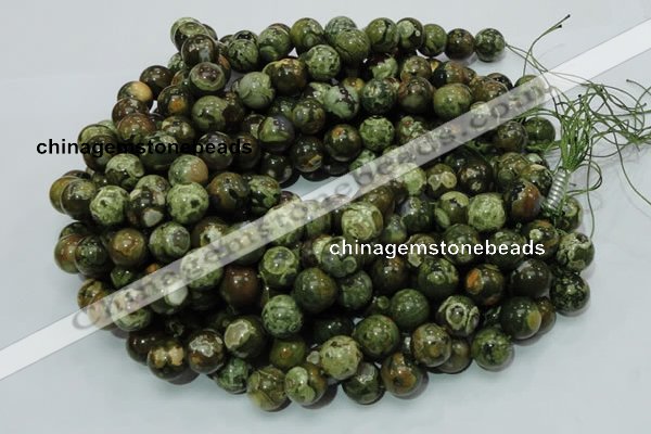 CPS112 15.5 inches 12mm round green peacock stone beads wholesale