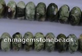 CPS119 15.5 inches 7*14mm faceted rondelle green peacock stone beads