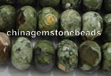 CPS124 15.5 inches 12*16mm faceted rondelle green peacock stone beads