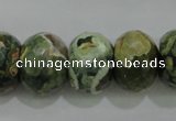 CPS125 15.5 inches 15*20mm faceted rondelle green peacock stone beads