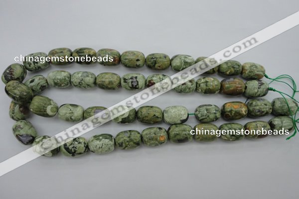 CPS127 15.5 inches 13*18mm drum green peacock stone beads