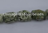 CPS131 15.5 inches 10*15mm faceted nuggets green peacock stone beads