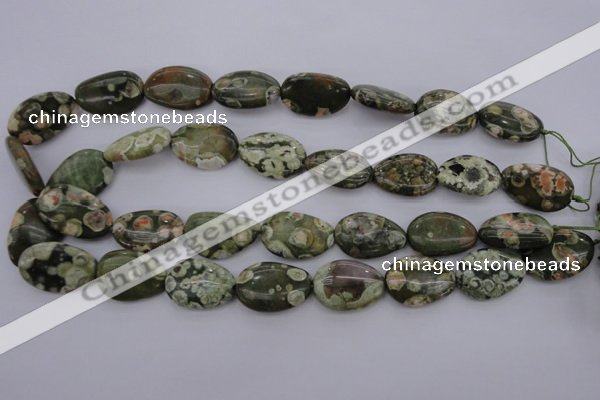 CPS148 15.5 inches 18*25mm freeform green peacock stone beads
