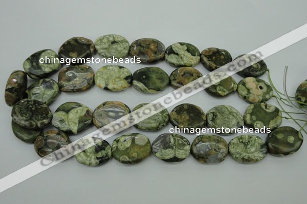 CPS149 15.5 inches 20*26mm freeform green peacock stone beads