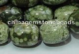 CPS16 15.5 inches 16*20mm egg-shaped green peacock stone beads