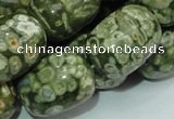 CPS17 15.5 inches 18*24mm egg-shaped green peacock stone beads