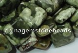 CPS18 15.5 inches 15*15mm square green peacock stone beads wholesale