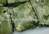 CPS20 15.5 inches 30*30mm square green peacock stone beads wholesale