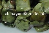 CPS21 15.5 inches 15*15mm rhombic green peacock stone beads wholesale