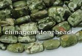 CPS23 15.5 inches 8*12mm rectangle green peacock stone beads