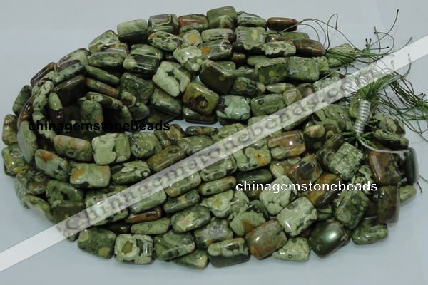 CPS26 15.5 inches 14*20mm rectangle green peacock stone beads