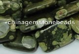 CPS27 15.5 inches 18*24mm rectangle green peacock stone beads