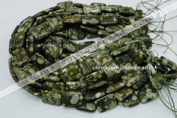 CPS27 15.5 inches 18*24mm rectangle green peacock stone beads