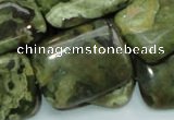 CPS28 15.5 inches 22*30mm rectangle green peacock stone beads