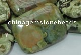 CPS29 15.5 inches 30*40mm rectangle green peacock stone beads