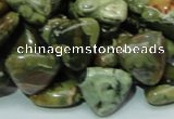 CPS32 15.5 inches 16*16mm triangle green peacock stone beads