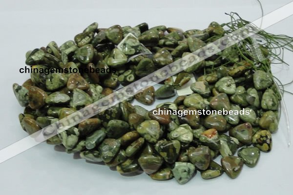 CPS32 15.5 inches 16*16mm triangle green peacock stone beads