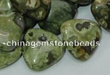 CPS33 15.5 inches 20*20mm triangle green peacock stone beads