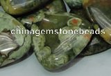 CPS34 15.5 inches 30*30mm triangle green peacock stone beads