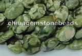 CPS42 15.5 inches 8*12mm oval green peacock stone beads wholesale