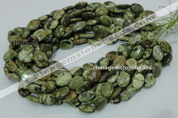 CPS44 15.5 inches 12*16mm oval green peacock stone beads wholesale