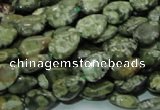 CPS47 15.5 inches 8*12mm flat teardrop green peacock stone beads