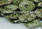 CPS48 15.5 inches 18*25mm flat teardrop green peacock stone beads