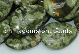 CPS49 15.5 inches 22*30mm flat teardrop green peacock stone beads