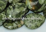 CPS49 15.5 inches 22*30mm flat teardrop green peacock stone beads