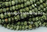 CPS51 15.5 inches 4*6mm faceted rondelle green peacock stone beads