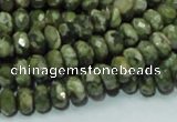 CPS52 15.5 inches 5*8mm faceted rondelle green peacock stone beads