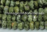 CPS53 15.5 inches 6*10mm faceted rondelle green peacock stone beads