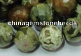 CPS60 15.5 inches 18mm faceted round green peacock stone beads