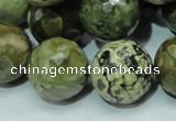 CPS61 15.5 inches 20mm faceted round green peacock stone beads