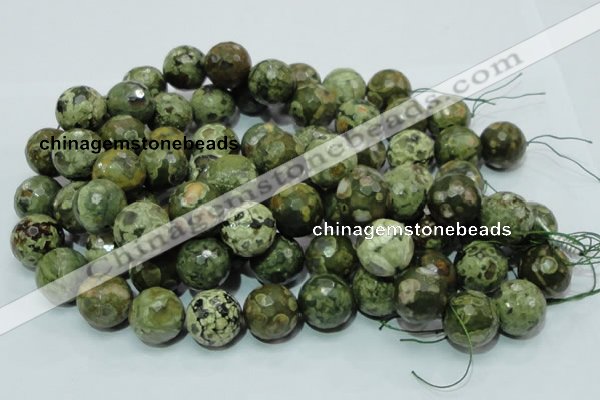 CPS61 15.5 inches 20mm faceted round green peacock stone beads