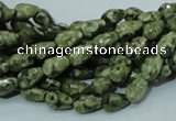 CPS62 15.5 inches 6*8mm faceted teardrop green peacock stone beads