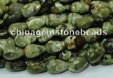 CPS63 15.5 inches 8*12mm faceted teardrop green peacock stone beads