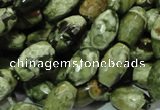 CPS67 15.5 inches 8*13mm faceted rice green peacock stone beads