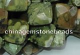 CPS74 15.5 inches 15*15mm faceted rhombic green peacock stone beads