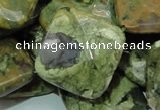 CPS76 15.5 inches 25*25mm faceted rhombic green peacock stone beads