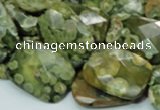 CPS80 15.5 inches 15*20mm faceted rectangle green peacock stone beads