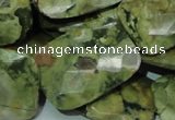 CPS82 15.5 inches 22*30mm faceted rectangle green peacock stone beads