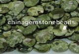 CPS89 15.5 inches 10*14mm faceted oval green peacock stone beads