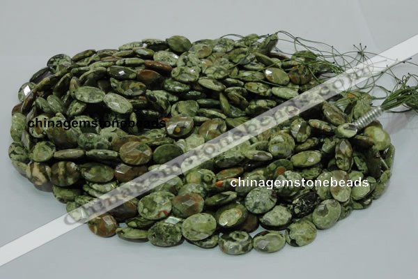 CPS90 15.5 inches 14*18mm faceted oval green peacock stone beads