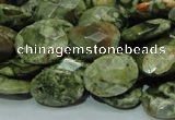 CPS91 15.5 inches 16*20mm faceted oval green peacock stone beads